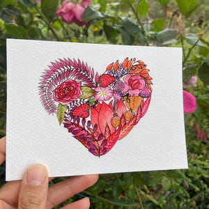 Carte Coeur fleuri