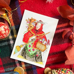 Tarjeta de Navidad de La Befana - Serie "Navidades Europeas"
