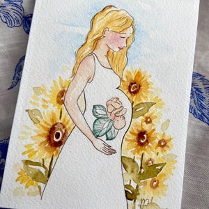 Carte Annonce grossesse Bébé fée et tournesols