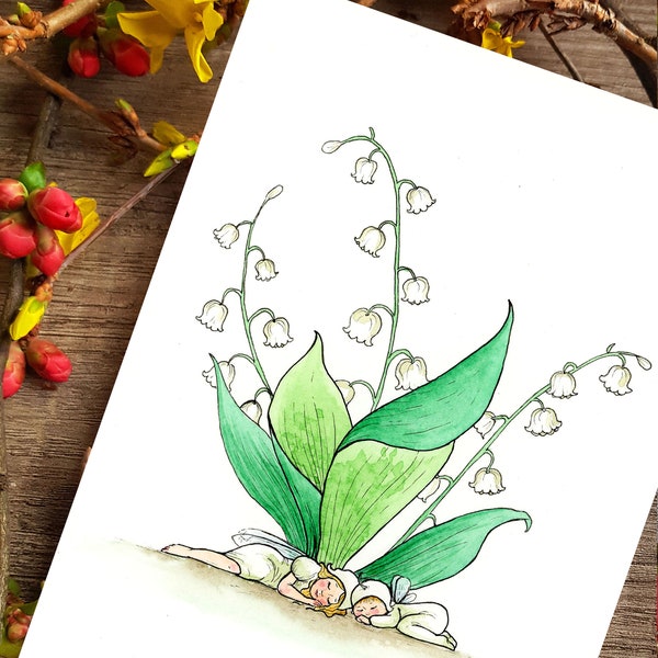 Carte Fée et lutin du muguet