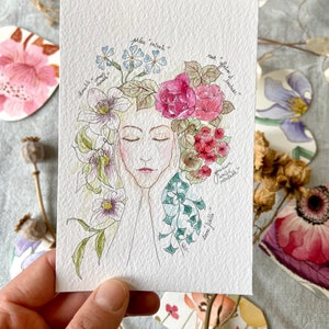 Gesicht und Blumenkarte Symbole der Freundschaft