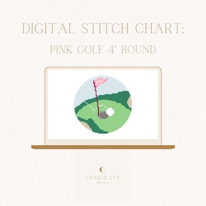 Gráfico digital de bordado redondo Pink Golf de 4" - Download do padrão de bordado