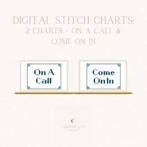 Digital Needlepoint Chart 2 Pack Bundle - On A Call and Come On In - Office Needlepoint - Needlepoint Pattern Download - Work From Home