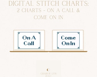 Office Needlepoint Pattern: 'On A Call' & 'Come On In' (Digital Download)