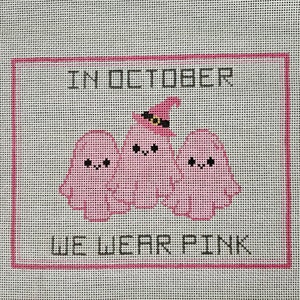 Pink Ghosts Hand Painted Needlepoint Canvas - Mean Girls Inspired Halloween