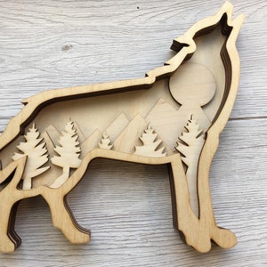 Wolf Multilayer SVG  Dxf  3D Wolf Multi-layer  INSTANT DOWNLOAD Ornaments Cnc File Laser Cut Files 3D Layered