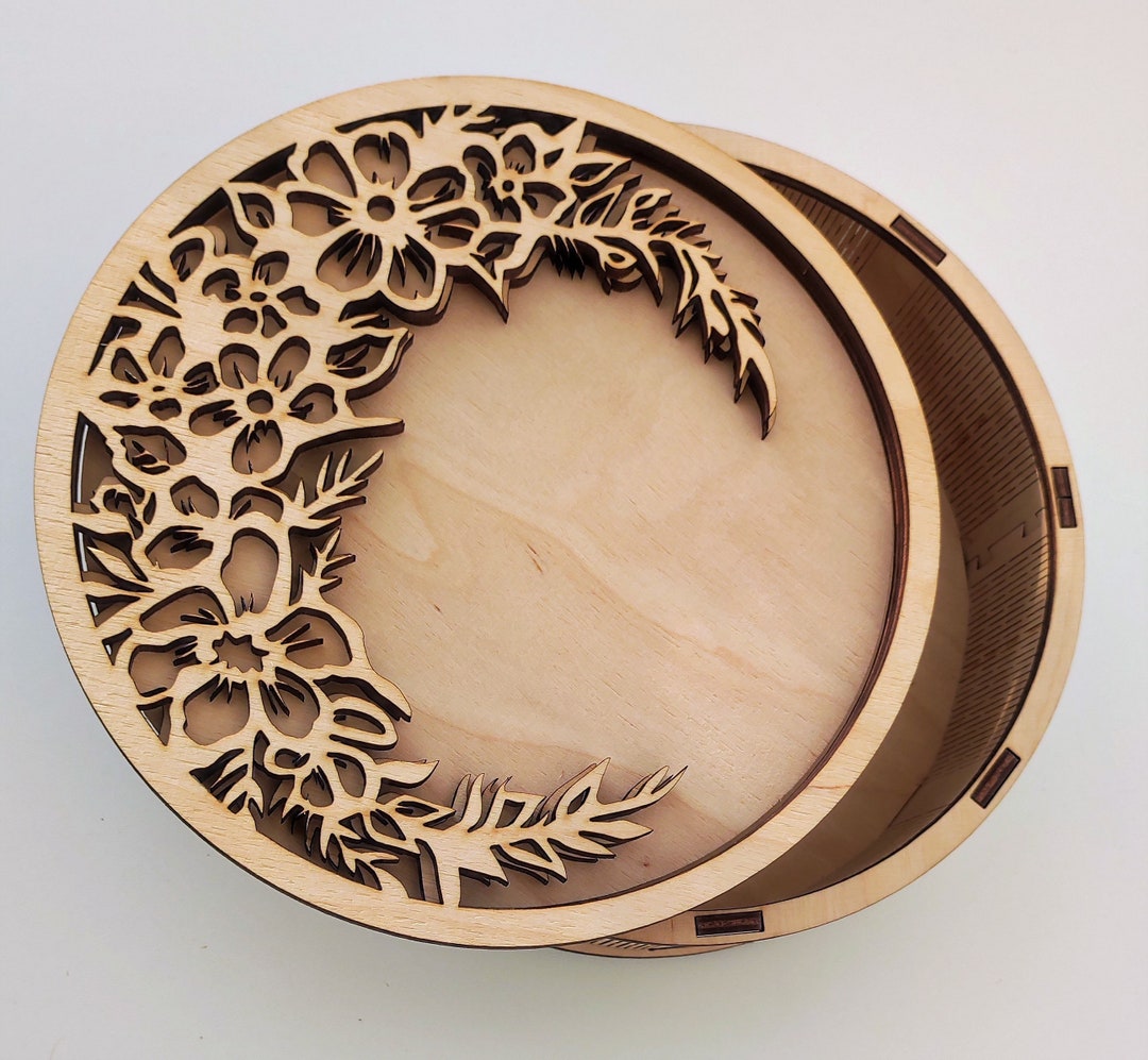 Round Patterned Box Laser Cut Files SVG DXF CDR Vector Plans Decorative ...