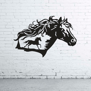 Pferde SVG Bundle, Wildpferd Silhouette Dxf, Reiter Metall Wand Kunst Schnitt, Pferd Cnc Datei Vektor, Einzelblattschnitt, Glowforge