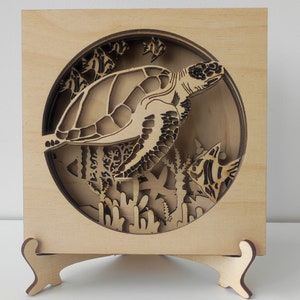 Meeresschildkröte Ozean Multi Layer Mandala Modell Laser Cut Datei, Wand Kunst Wohnkultur CNC download dxf svg ai dwg Cricut 3d