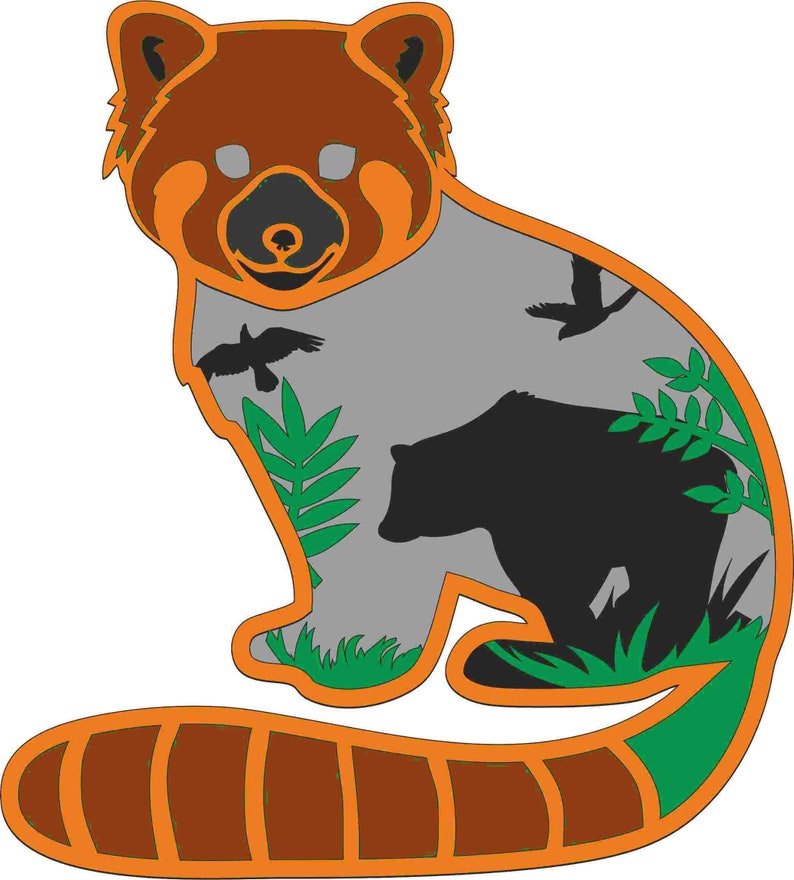 Red Panda Laser Cut Butterfly Svg Vector Red Panda Cnc Router Cut Files ...