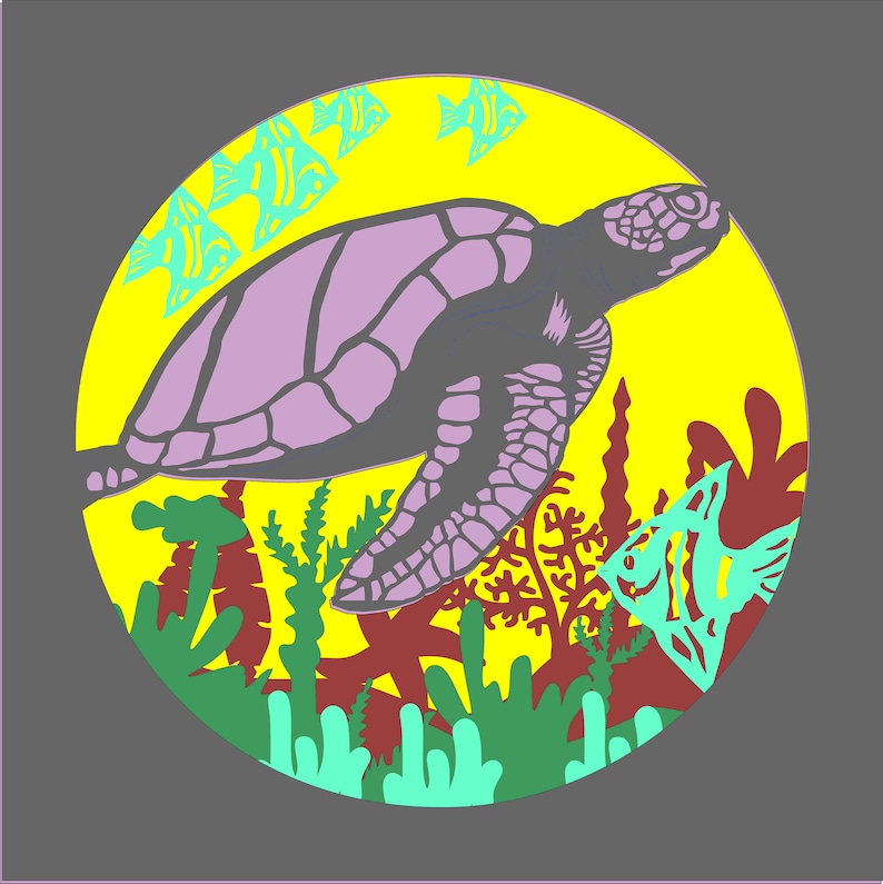 Sea Turtle Ocean Multi Layer Mandala Model Laser Cut File, Wall Art ...