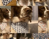 Dog Bandana - Made to Order - Over the Collar - 5 Sizes Available - Pink and Blue Floral Collection