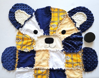 Nashville Predators Baby Bear Rag Quilt, Toddler Blanket, Nashville Predators Baby Gift