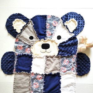 New York Yankees Bear Baby Rag Quilt, Toddler Blanket, New York Yankees Baby Gift
