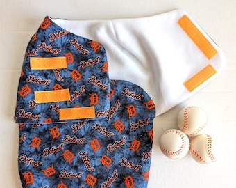 Detroit Tigers Baby Swaddle Sack: Flannel & Fleece Newborn Wrap