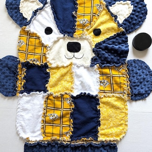 Nashville Predators Baby Rag Quilt: Flannel & Minky Baby Blanket, Toddler Snuggle