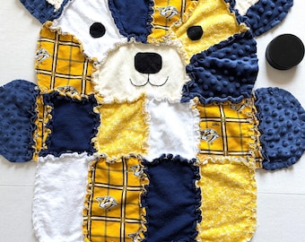 Nashville Predators Baby Rag Quilt: Flannel & Minky Baby Blanket, Toddler Snuggle