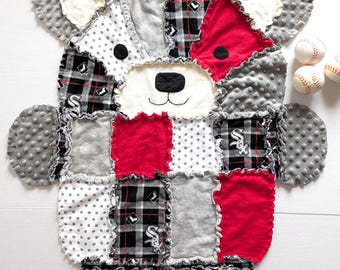 Chicago White Sox Baby Rag Quilt: Flanell & Minky Baby Decke, Kleinkind Kuscheldecke
