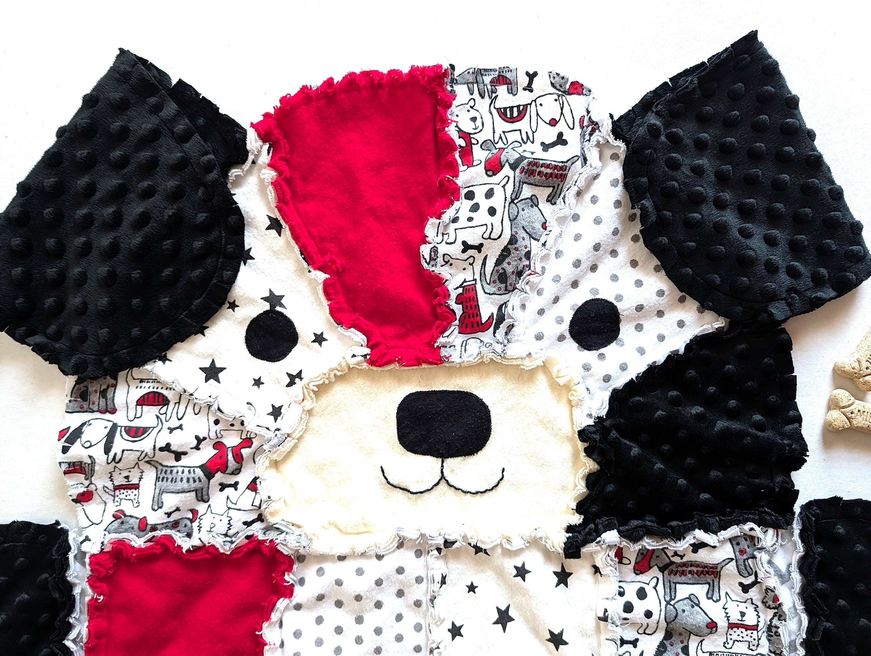 Black, Red & White Puppy Dog Baby Rag Quilt: Flannel Minky Baby Blanket ...
