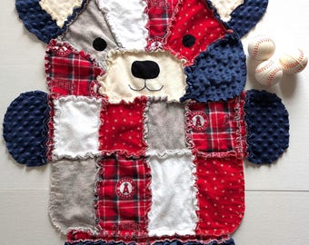 Edredón de trapo Baby Bear de Los Angeles Angels: manta de franela y minky para bebé, ideal para acurrucarse.