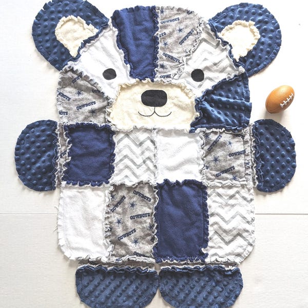 Dekbedovertrek van Dallas Cowboys Bear-babylap: flanel en minky-babydeken, lekkernij voor peuters
