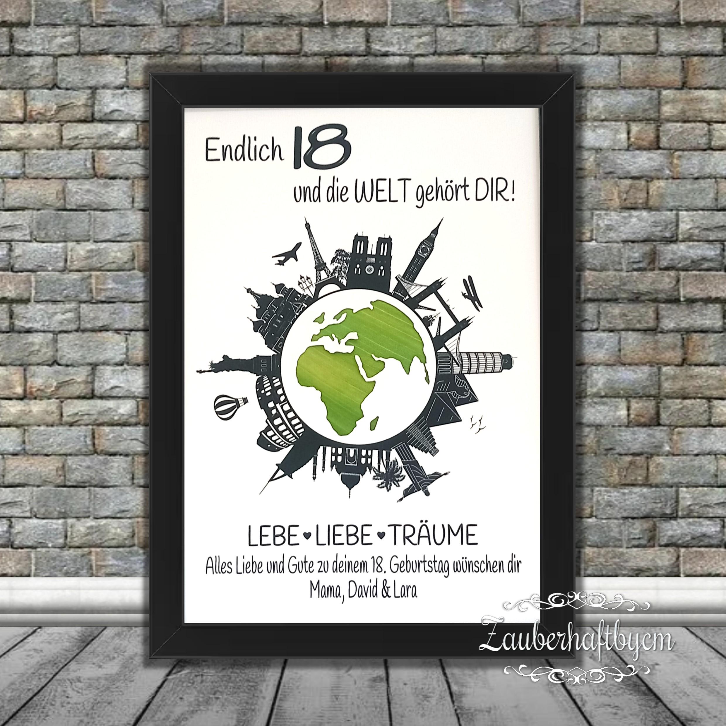 世界地図帳 FREUND 25 ANNIVERSARY Personalized Money Gift - 18th Birthday World Map Globe Map - Any