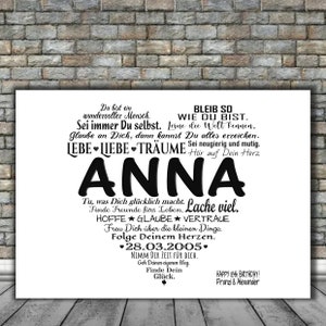Personalized birthday poster birthday - CAPITAL LETTER 16th 18th 19th 20th 25th 30th - poster card wishes sayings unframed DIN A3 A4