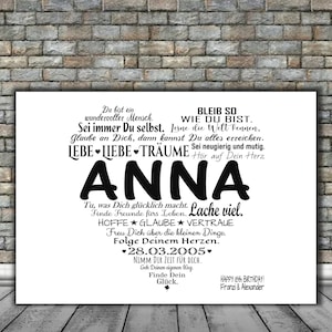 Personalized birthday poster birthday - CAPITAL LETTER 16th 18th 19th 20th 25th 30th - poster card wishes sayings unframed DIN A3 A4