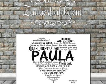 Personalized Birthday Poster Birthday - CAPITAL LETTER 16th 18th 19th 20th 25th 30th - Poster Card Wishes Sayings unframed DIN A3 A4