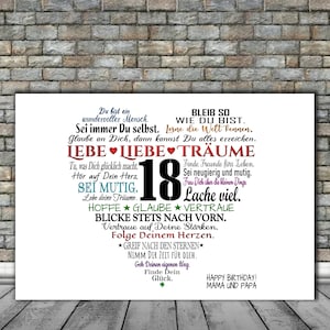 Personalisiertes Geburtstagsposter Geburtstag -  16. 18. 19. 20. 25. 30. - Print Poster Karte Wünsche Sprüche Geldgeschenk ungerahmt