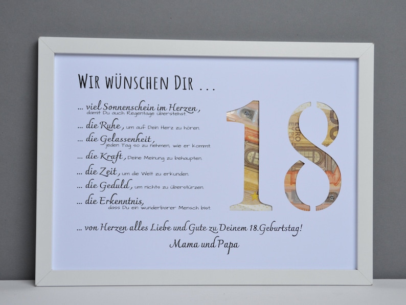 Geldgeschenk personalisiert 18. Geburtstag Wünsche Karte Etsy.de