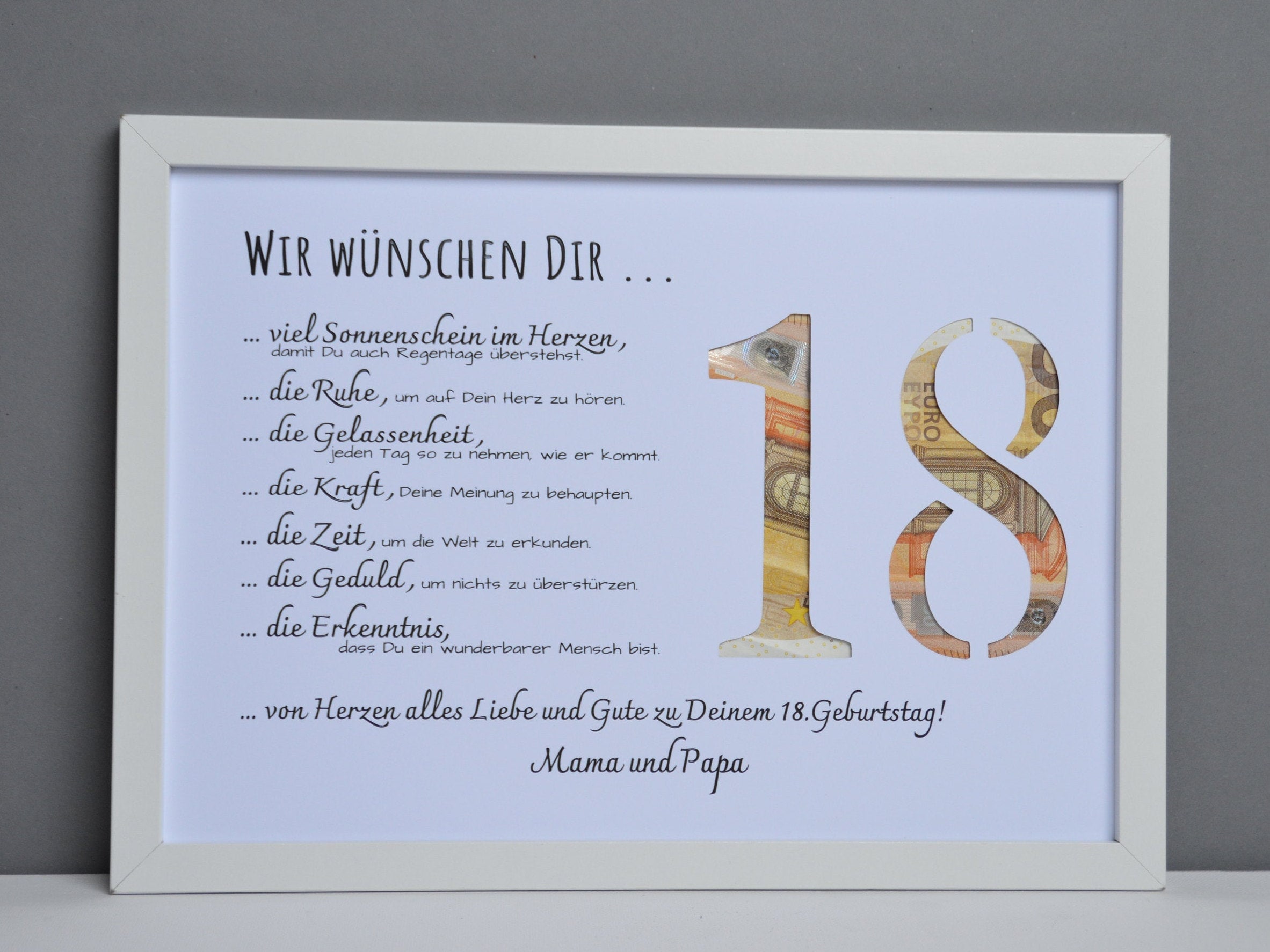 Geldgeschenk personalisiert 18. Geburtstag Wünsche Karte Etsy