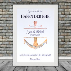 Personalized money gift - hearts - wedding ceremony, marriage - card - voucher