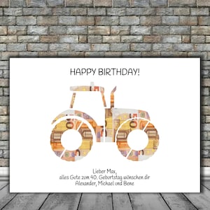 Geldgeschenk personalisiert - 18. Geburtstag - Traktor - Wünsche - Karte - jede Zahl möglich 19. 20.  25. 30. 50. 60. Bulldog Trecker
