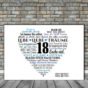 Personalisiertes Geburtstagsposter Geburtstag -  16. 18. 19. 20. 25. 30. - A3 A4 Poster Karte Wünsche Sprüche Geldgeschenk ungerahmt