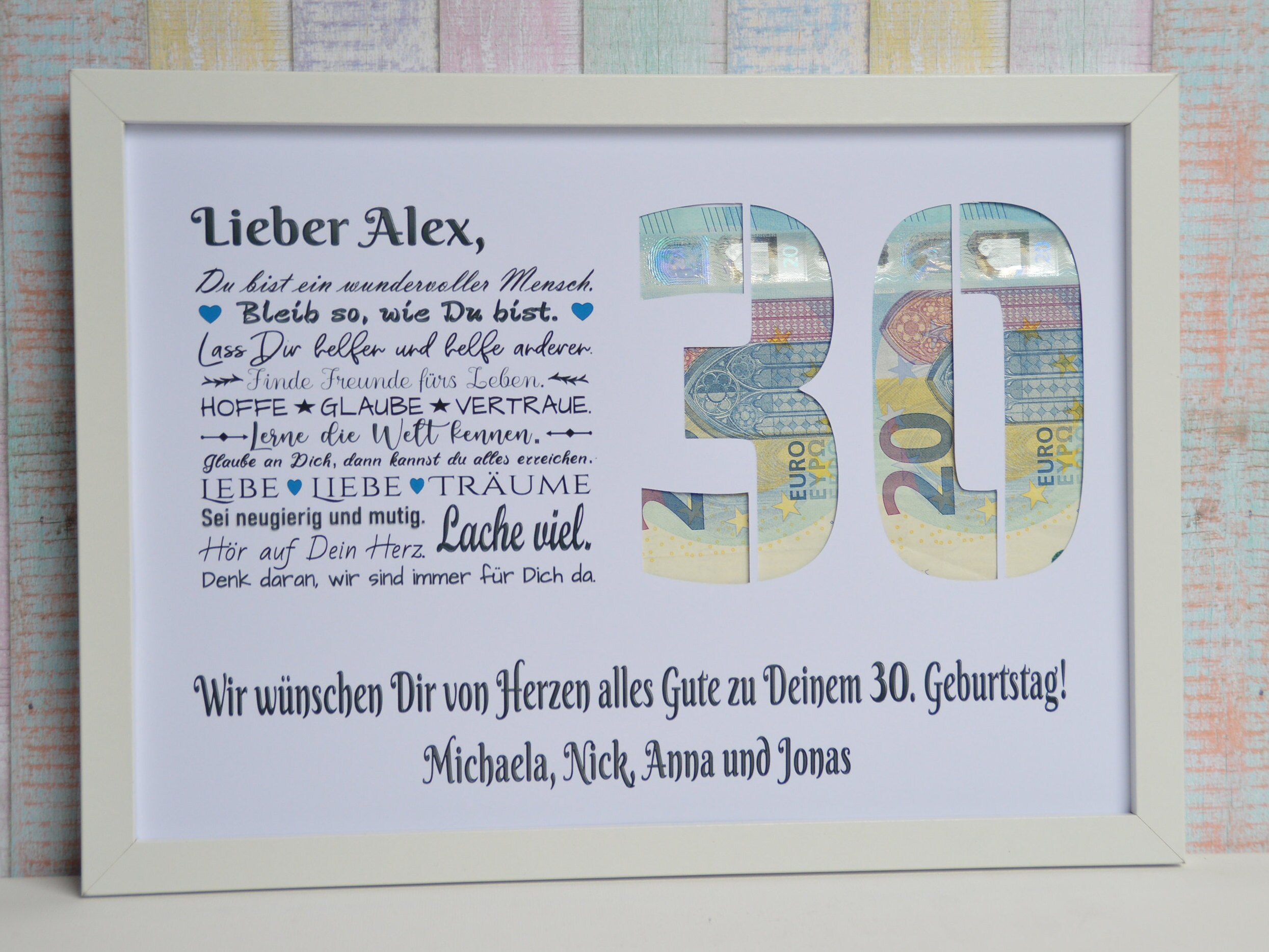 Geldgeschenk personalisiert 30. Geburtstag jede Zahl Etsy