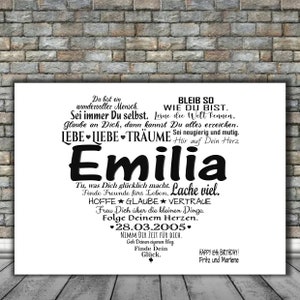 Personalisiertes Geburtstagsposter 18. Geburtstag - 16. 18. 19. 20. 25. 30. jede Zahl möglich - Print Poster Karte Wünsche Sprüche ungerahmt