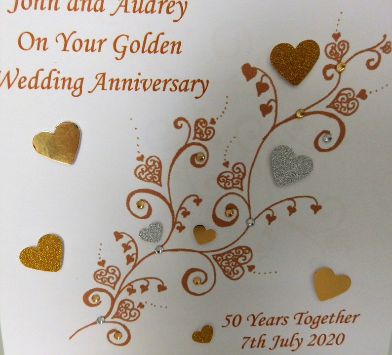 Golden Wedding Anniversary Card Handmade and Personalised Etsy UK