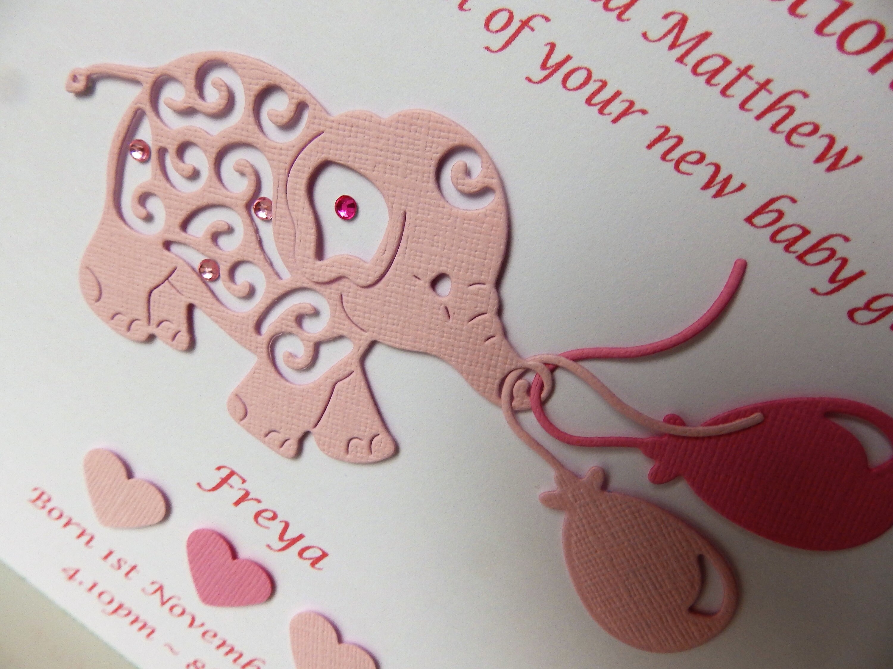 New baby girl card personalised birth keepsake Size 14.5cm Etsy