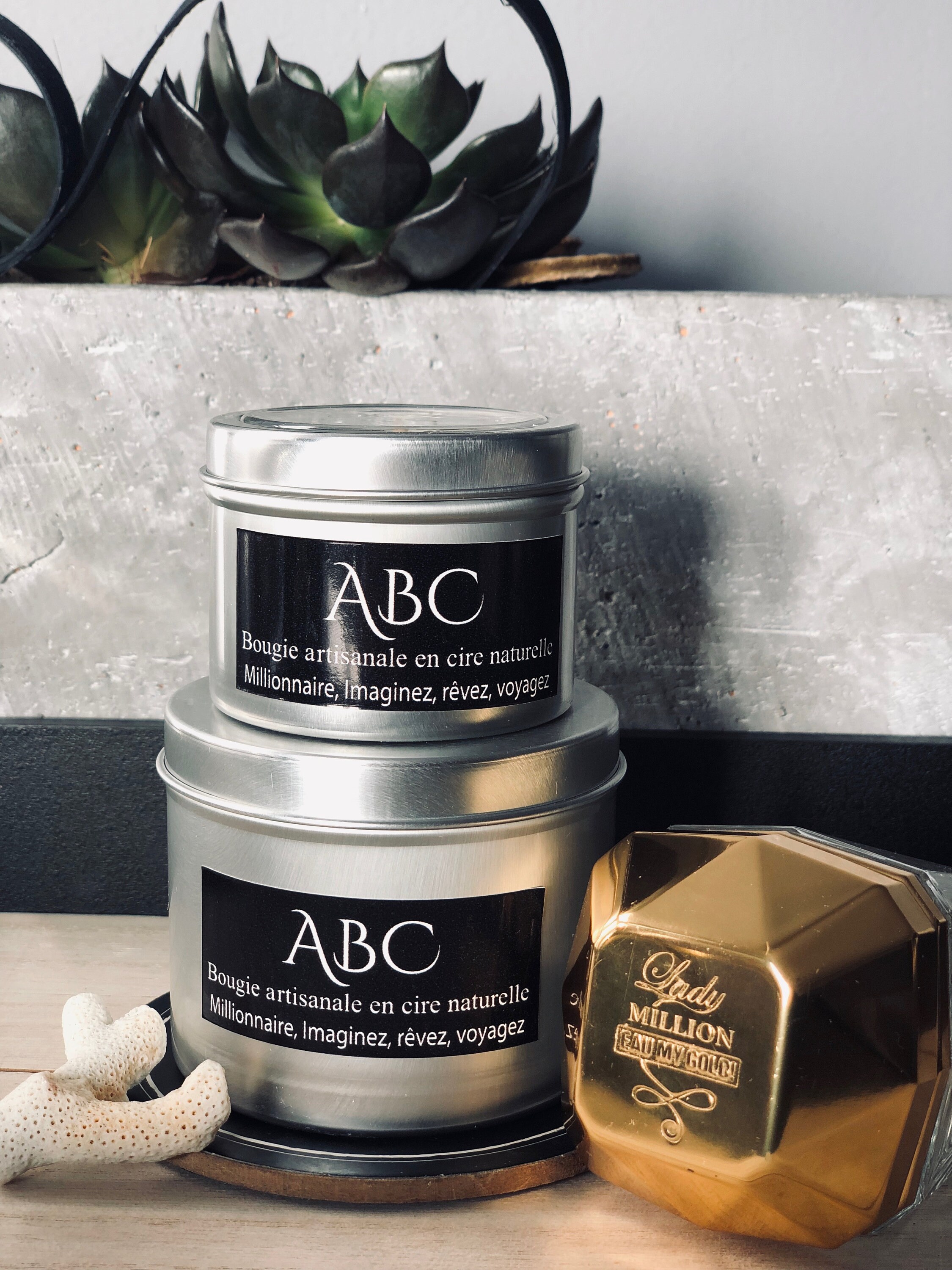 Bougie Parfumée Millionnaire Fait Main en Cire de Soja et Parfum Grasse