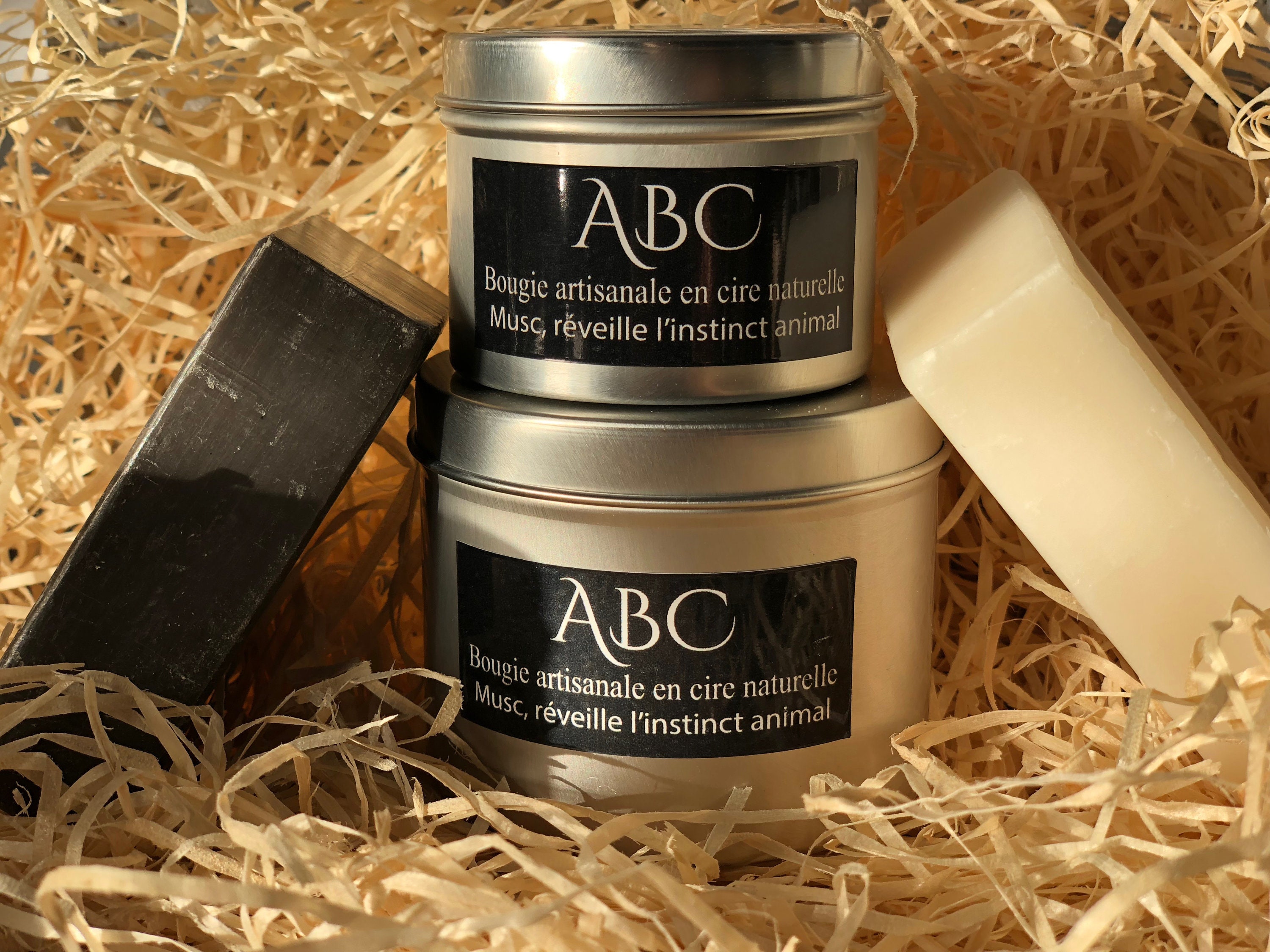 Bougie Parfumée Musc Fait Main en Cire de Soja et Parfum Grasse