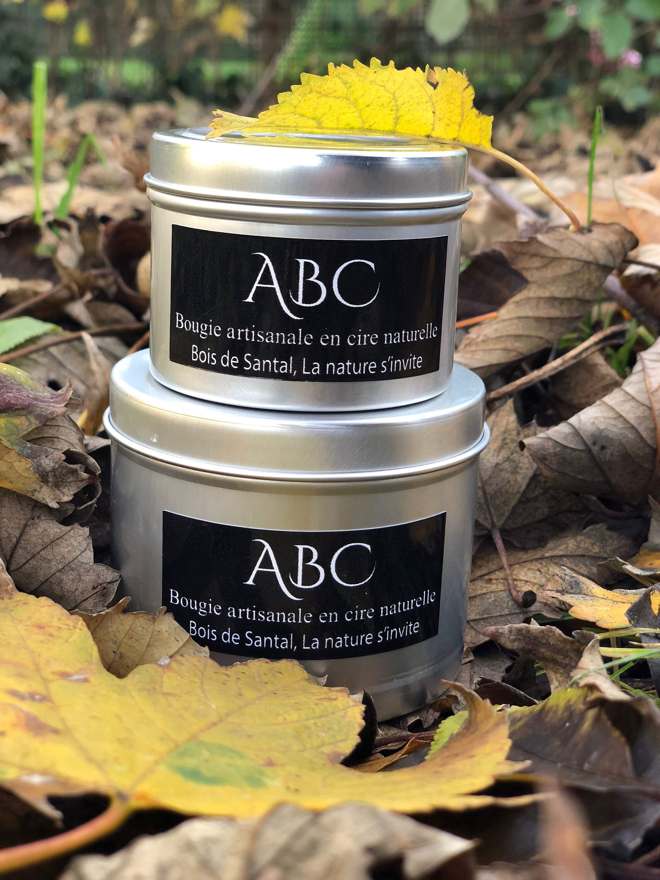 Bougie Parfumée Bois de Santal Fait Main en Cire Soja et Parfum Grasse