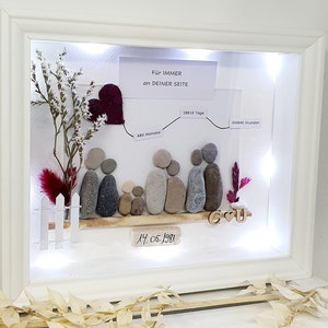 Geschenk Rubinhochzeit 40 Hochzeitstag Jahrestag Dankbarkeit Geschenkidee Kieselsteinbild Steinbild Pebbleart Bild Deko Personalisierbar Bild 1