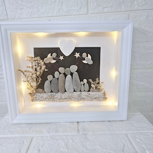 Gift Family Family Picture Parents Grandparents Love Christmas Gift Stone Picture Pebble Picture Decoration Pebbleart Personalizable