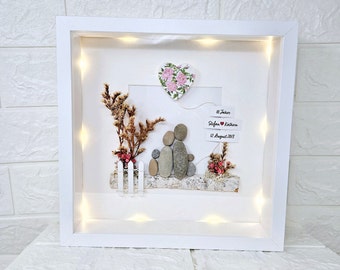 Geschenk Rosenhochzeit 10 Hochzeitstag 10 Jahrestag Hochzeitsgeschenk Liebe Eheglück Steinbild Kieselsteinbild Dekoration Personalisierbar