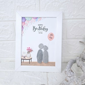 New Birthday Gift Birthday Gift Mom Dad Grandma Grandpa Aunt Sister Girlfriend Desired Text Personalized Pebble Art Decorative Stone Picture