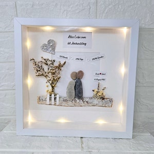 Gift for the diamond wedding 60th wedding anniversary anniversary love happiness marital happiness pebble stone picture stone picture gift idea picture personalisable
