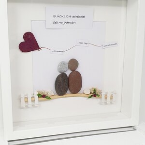 Geschenk Rubinhochzeit 40 Hochzeitstag Jahrestag Dankbarkeit Geschenkidee Kieselsteinbild Steinbild Pebbleart Bild Deko Personalisierbar Bild 6