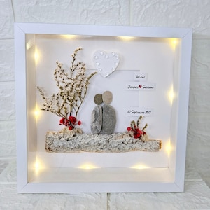 Gift diamond wedding 60th anniversary anniversary family picture couple pebble stone picture gift idea decoration personalisable