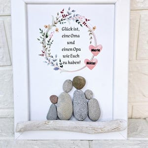 Gift Grandma and Grandpa Grandparents Desired text Family picture Birthday gift Christmas gift Pebble picture Picture Pebbleart Personalized